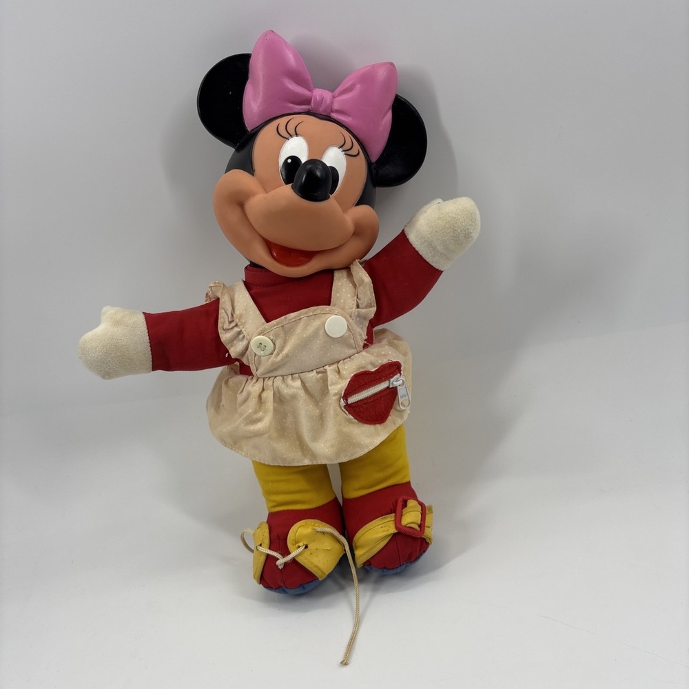1989 Plush Learn To Dress Me Mattel Minnie Mouse Plush Doll Vintage Vinyl Head